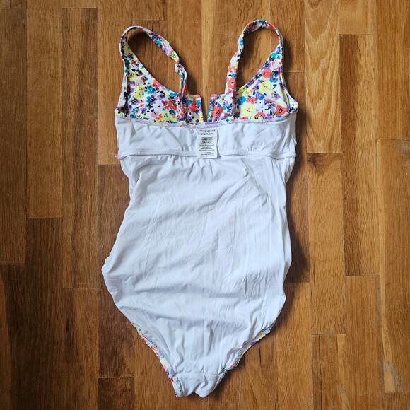 Anne Cole One Piece Swimsuit XS White Floral Ruched Tummy Control Feminine - Picture 11 of 12